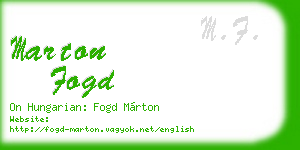 marton fogd business card