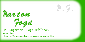 marton fogd business card